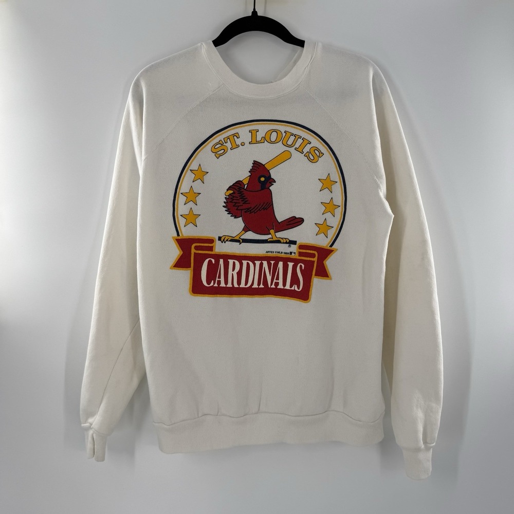 Saint Louis Cardinals Women's Large Vintage 1988 Crewneck White Bird Baseball